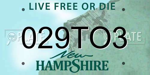 029TO3 New Hampshire License Plate