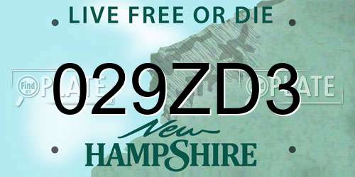 029ZD3 New Hampshire License Plate