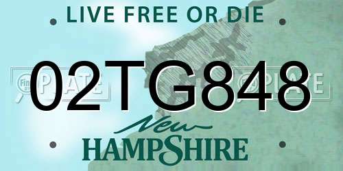02TG848 New Hampshire License Plate