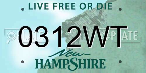 0312WT New Hampshire License Plate