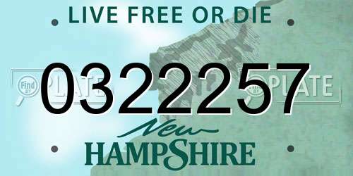 0322257 New Hampshire License Plate