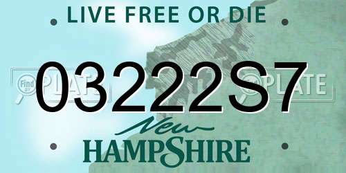 03222S7 New Hampshire License Plate