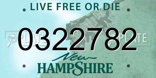 0322782 New Hampshire License Plate