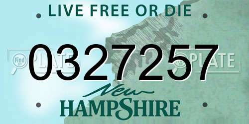 0327257 New Hampshire License Plate