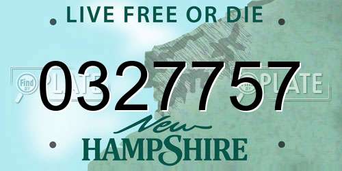 0327757 New Hampshire License Plate