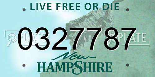 0327787 New Hampshire License Plate