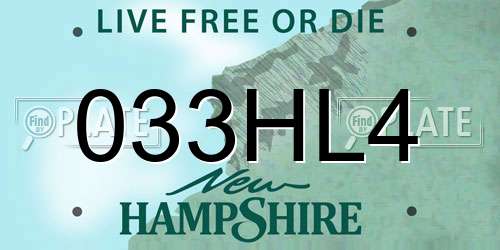 033HL4 New Hampshire License Plate