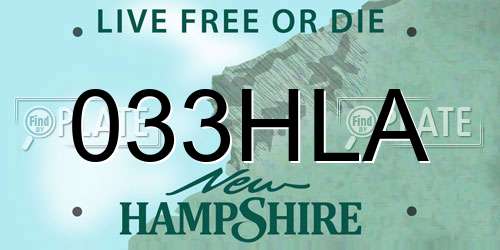 033HLA New Hampshire License Plate
