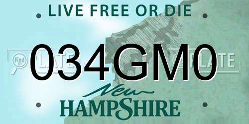 034GM0 New Hampshire License Plate