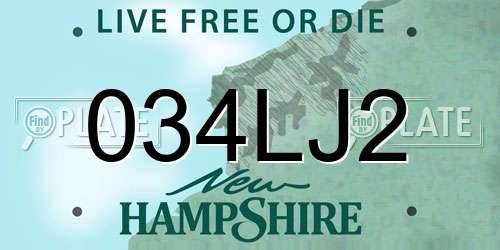034LJ2 New Hampshire License Plate