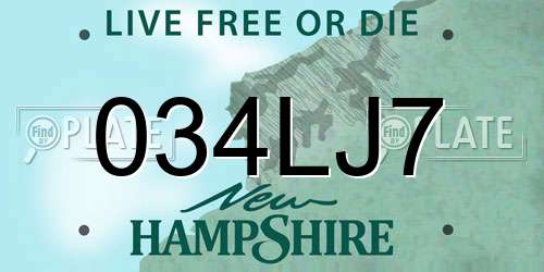 034LJ7 New Hampshire License Plate