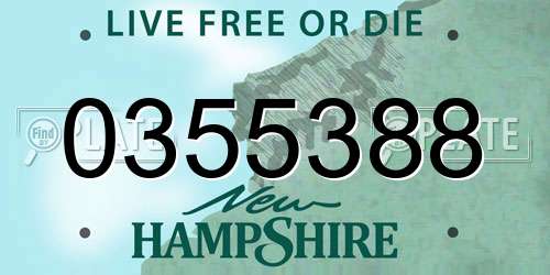 0355388 New Hampshire License Plate