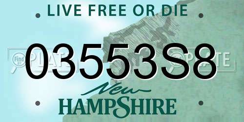 03553S8 New Hampshire License Plate
