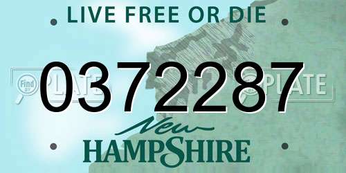 0372287 New Hampshire License Plate