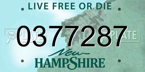0377287 New Hampshire License Plate