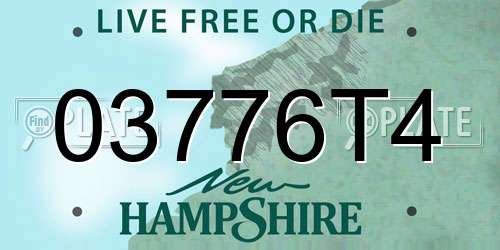 03776T4 New Hampshire License Plate