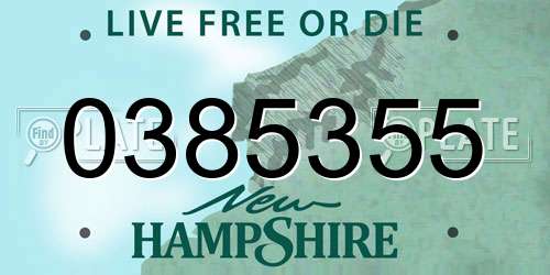 0385355 New Hampshire License Plate