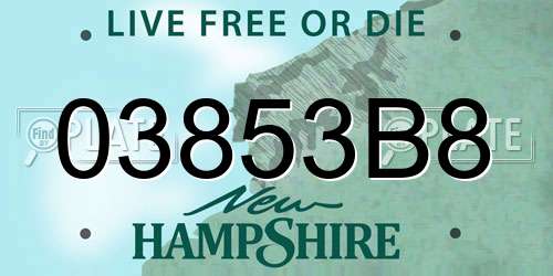 03853B8 New Hampshire License Plate