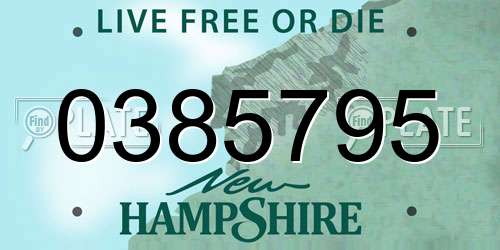 0385795 New Hampshire License Plate