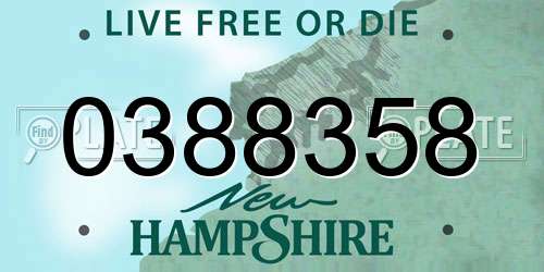 0388358 New Hampshire License Plate