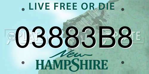 03883B8 New Hampshire License Plate
