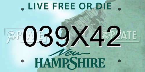 039X42 New Hampshire License Plate