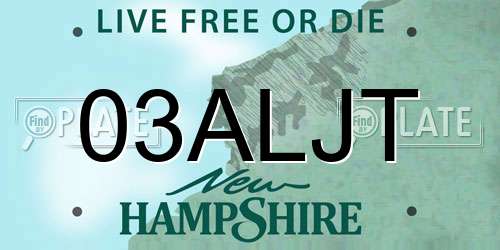 03ALJT New Hampshire License Plate