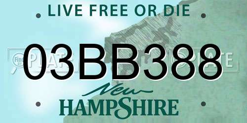 03BB388 New Hampshire License Plate