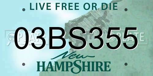03BS355 New Hampshire License Plate