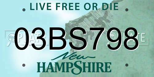03BS798 New Hampshire License Plate