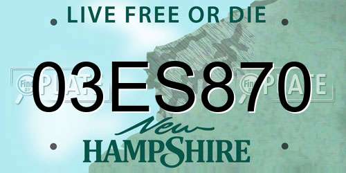 03ES870 New Hampshire License Plate