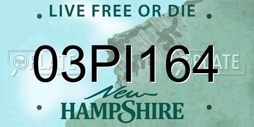 03PI164 New Hampshire License Plate