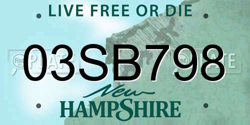 03SB798 New Hampshire License Plate