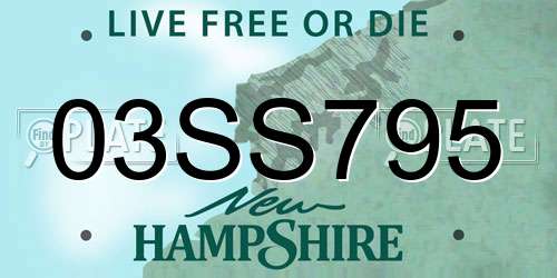 03SS795 New Hampshire License Plate