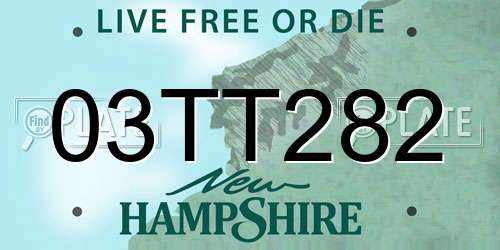 03TT282 New Hampshire License Plate