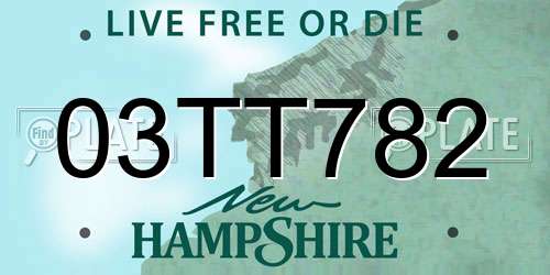 03TT782 New Hampshire License Plate