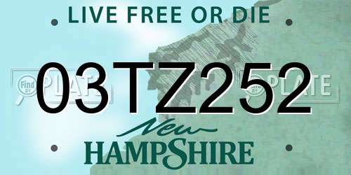 03TZ252 New Hampshire License Plate
