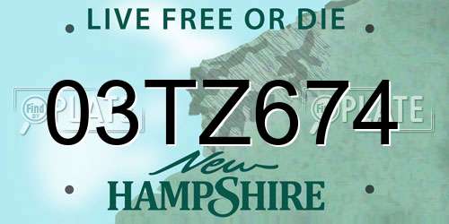 03TZ674 New Hampshire License Plate