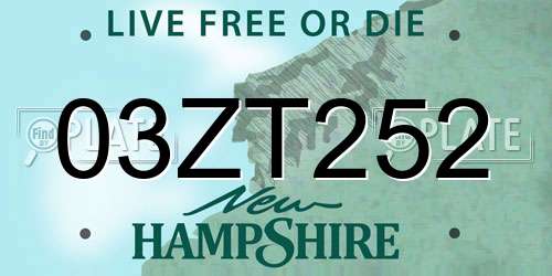 03ZT252 New Hampshire License Plate