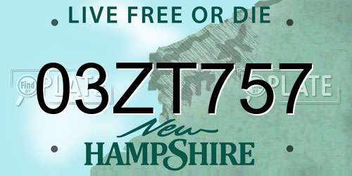 03ZT757 New Hampshire License Plate