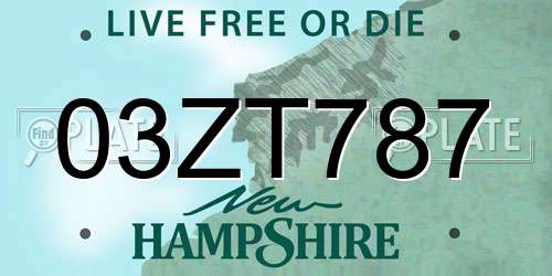 03ZT787 New Hampshire License Plate