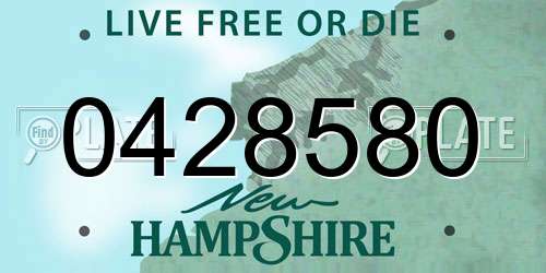 0428580 New Hampshire License Plate