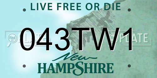 043TW1 New Hampshire License Plate