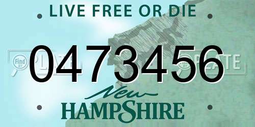 0473456 New Hampshire License Plate