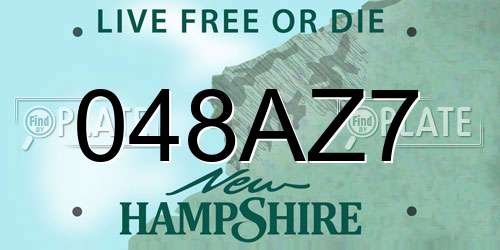 048AZ7 New Hampshire License Plate