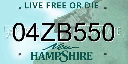 04ZB550 New Hampshire License Plate