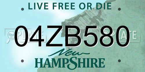 04ZB580 New Hampshire License Plate