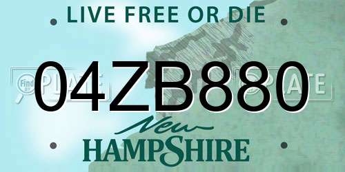 04ZB880 New Hampshire License Plate