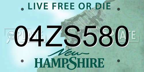 04ZS580 New Hampshire License Plate