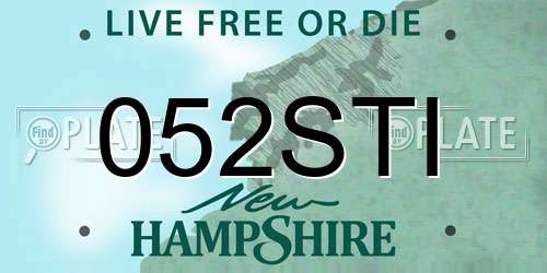 052STI New Hampshire License Plate